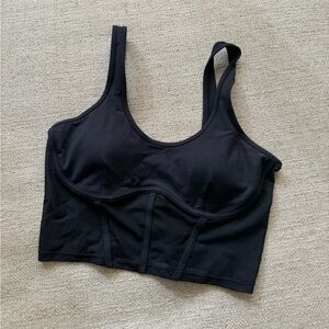 ALO Yoga Black Longline Crop Sports Bra Top